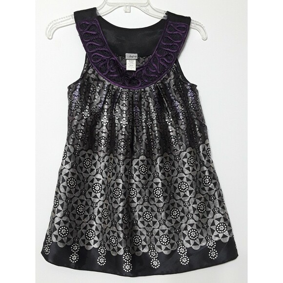 Daytrip Sleeveless blouse Top Purple Black Silver Kaleidoscope Lace size small - Picture 6 of 9